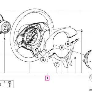 Airbag sports steering wheel, leather TRAUMROT/CHROM Ieftin