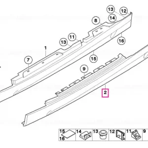 Acoperire prag complet apret stânga - BMW Ieftin