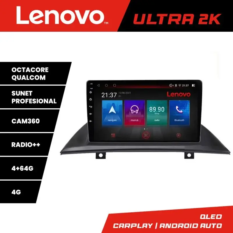 Transport gratuit Navigatie BMW X3 2004-2012 Lenovo Kit-083 8 core QLED Qualcomm 4+64 360 Android Waze USB Navigatie Internet Youtube Radio