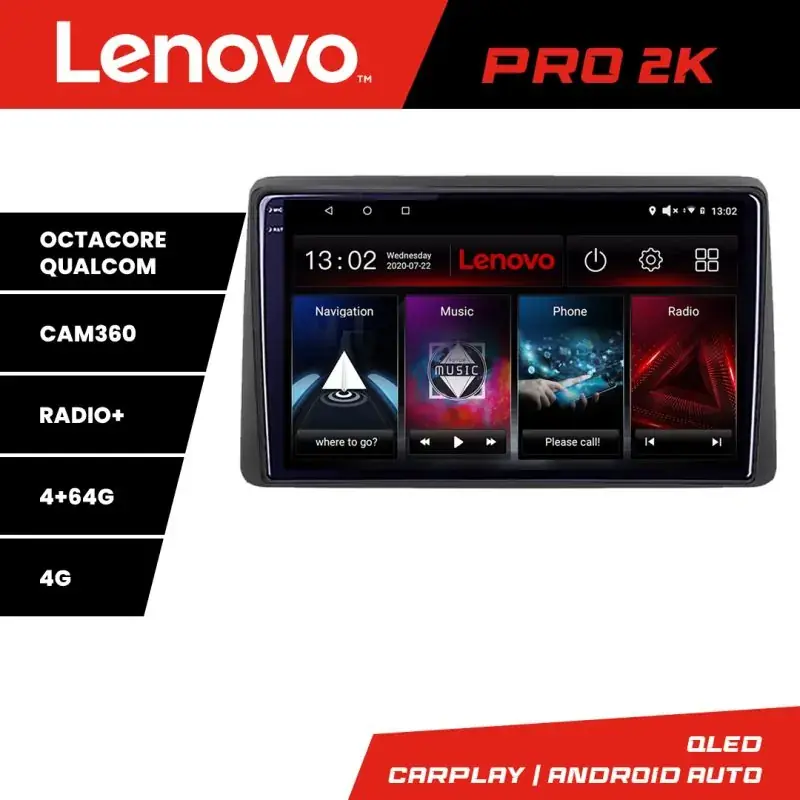 Bestseller Navigatie Dacia Duster 2023- Android radio gps internet 8 core QLED 2K 4+64 360 Lenovo