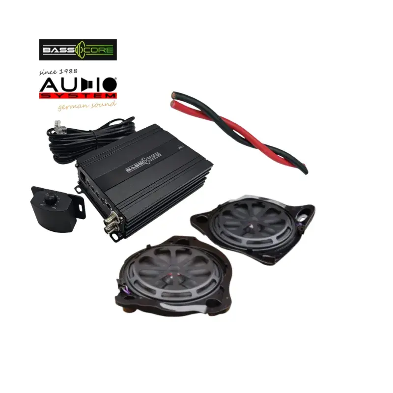 Bestseller Pachet 2 subwoofere Audio System dedicate pentru Mercedes W205, W213, A238, C238, C253, X253, cu amplificator 1 canale de la BassCore si cablu de alimentare de 5 metri.