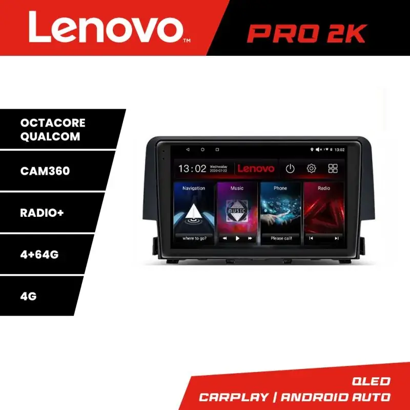 Ultima șansă Navigatie Honda Civic 2016-2020 8 core QLED 2K 4+64 360 Android Waze USB Navigatie Internet Youtube Radio Lenovo