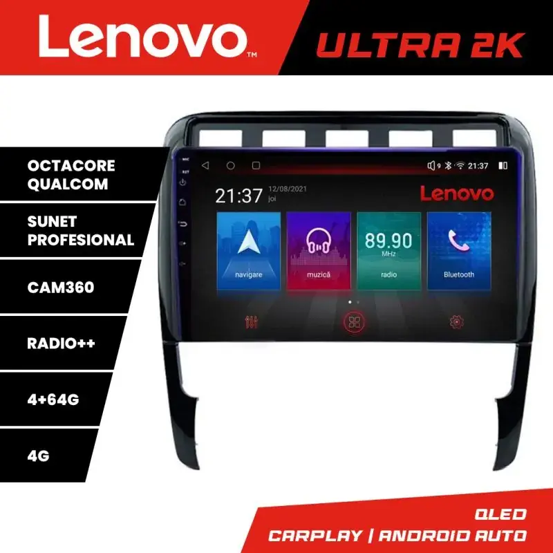 Vezi acum Navigatie Porsche Cayenne 2002-2011 Lenovo Kit-443 8 core QLED Qualcomm 4+64 360 Android Waze USB Navigatie Internet Youtube Radio