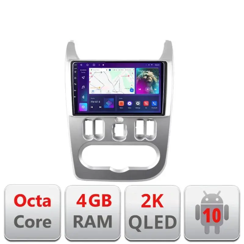Super ofertă Navigatie Dacia Duster 2010-2012 C-099 Android Octa Core Ecran 2K QLED GPS 4G 4+32GB 360 KIT-099+EDT-E409-2K