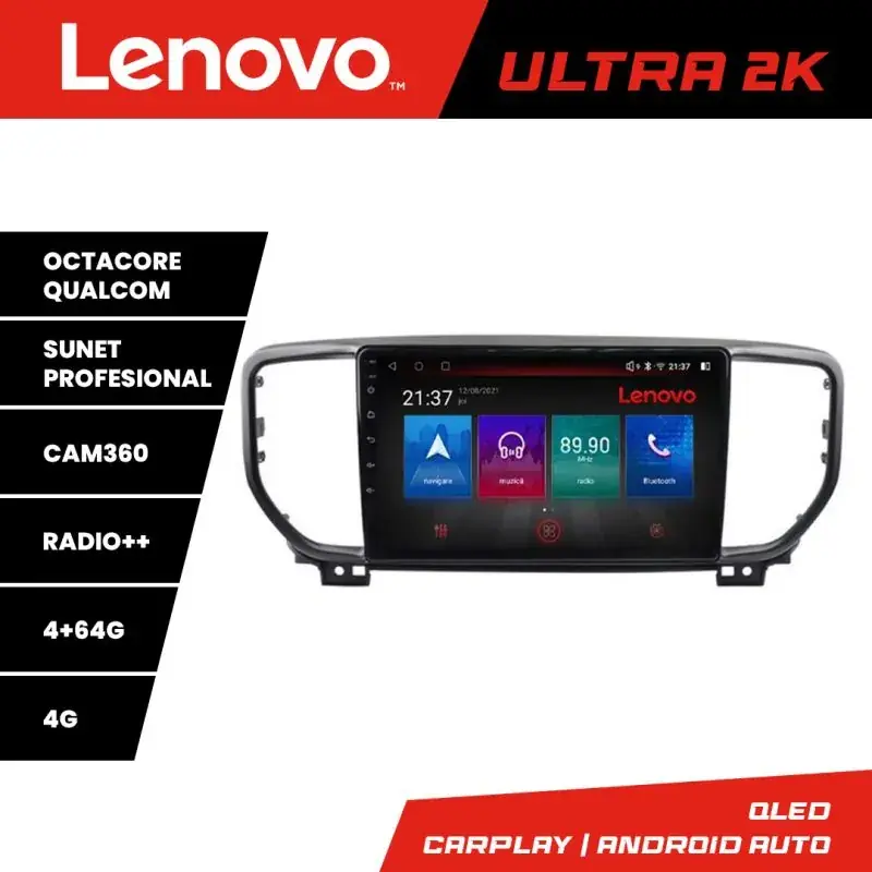 Transport gratuit Navigatie Kia Sportage facelift 2019 - Lenovo Kit-sportage-19 8 core QLED Qualcomm 4+64 360 Android Waze USB Navigatie Internet Youtube Radio