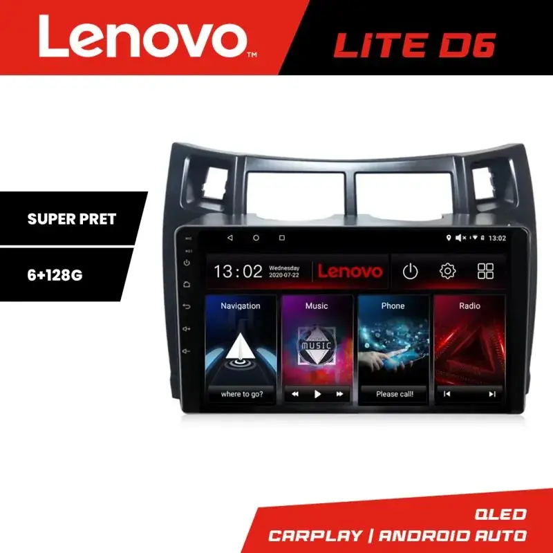 Bestseller Navigatie Toyota Yaris 2008-2011 Lenovo Kit-YARIS08 8 core 6+128 GB Android Waze USB Navigatie Internet Youtube Radio Lenovo