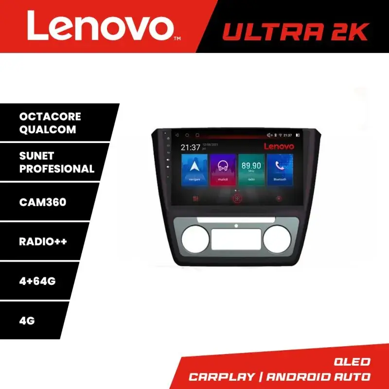 Super ofertă Navigatie Skoda Yeti 2009-2014 Lenovo Kit-YETI 8 core QLED Qualcomm 4+64 360 Android Waze USB Navigatie Internet Youtube Radio