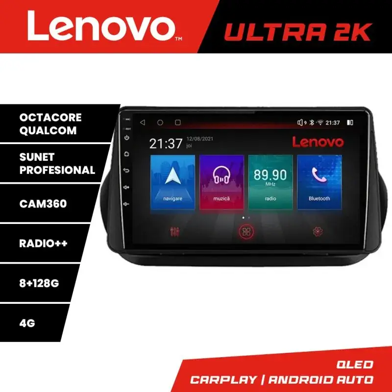 Bestseller Navigatie Peugeot Bipper, Citroen Nemo, Fiat Qubo 2008-2017 Octacore, 8 Gb RAM, 128 Gb Hdd, 4G, Qled 2K, DSP, Carplay AA, 360,Bluetooth E510-PRO-2K v2