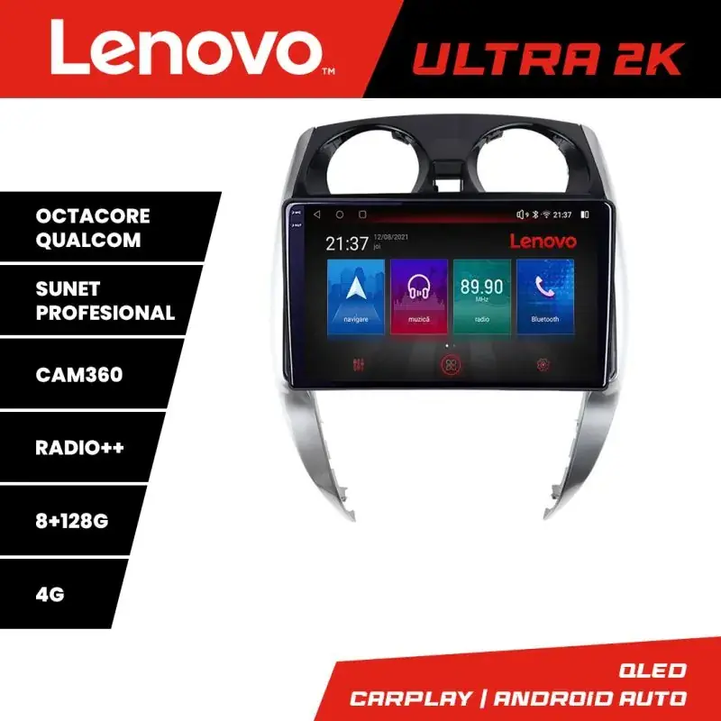 Cel mai vândut Navigatie Nisan Note 2012-2019 Octacore, 8 Gb RAM, 128 Gb Hdd, 4G, Qled 2K, DSP, Carplay AA, 360,Bluetooth