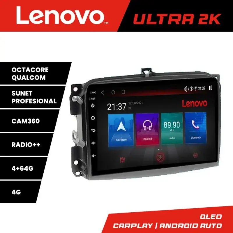 Transport gratuit Navigatie Fiat 500L 2012-2017 Lenovo Kit-500L 8 core QLED Qualcomm 4+64 360 Android Waze USB Navigatie Internet Youtube Radio