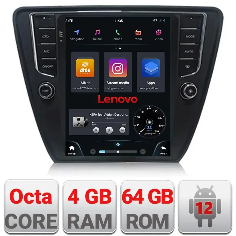 Transport gratuit Navigatie Skoda Octavia 3,Qled 9.7",,Qualcomm 8X 8+128 360 4G Hdd,4G,DSP,Carplay,Bluetooth
