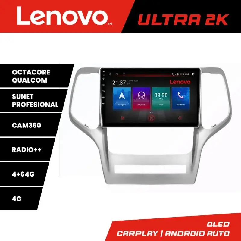 Super ofertă Navigatie Jeep Gran Cherokee 2011-2013 Lenovo Kit-GRCHE 8 core QLED Qualcomm 4+64 360 Android Waze USB Navigatie Internet Youtube Radio