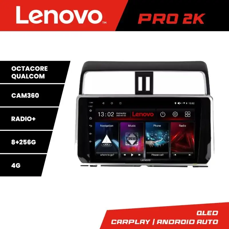 Super ofertă Navigatie Toyota Prado J150 2018- Lenovo Kit-1065 8 core QLED 2K 8+256 360 Android Waze USB Navigatie Internet Youtube Radio