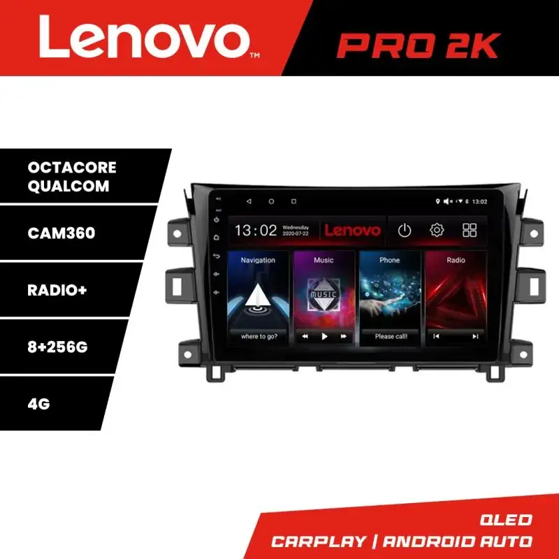 Cel mai vândut Navigatie NIssan Navara 2017- Lenovo Kit-NAVARA17 8 core QLED 2K 8+256 360 Android Waze USB Navigatie Internet Youtube Radio