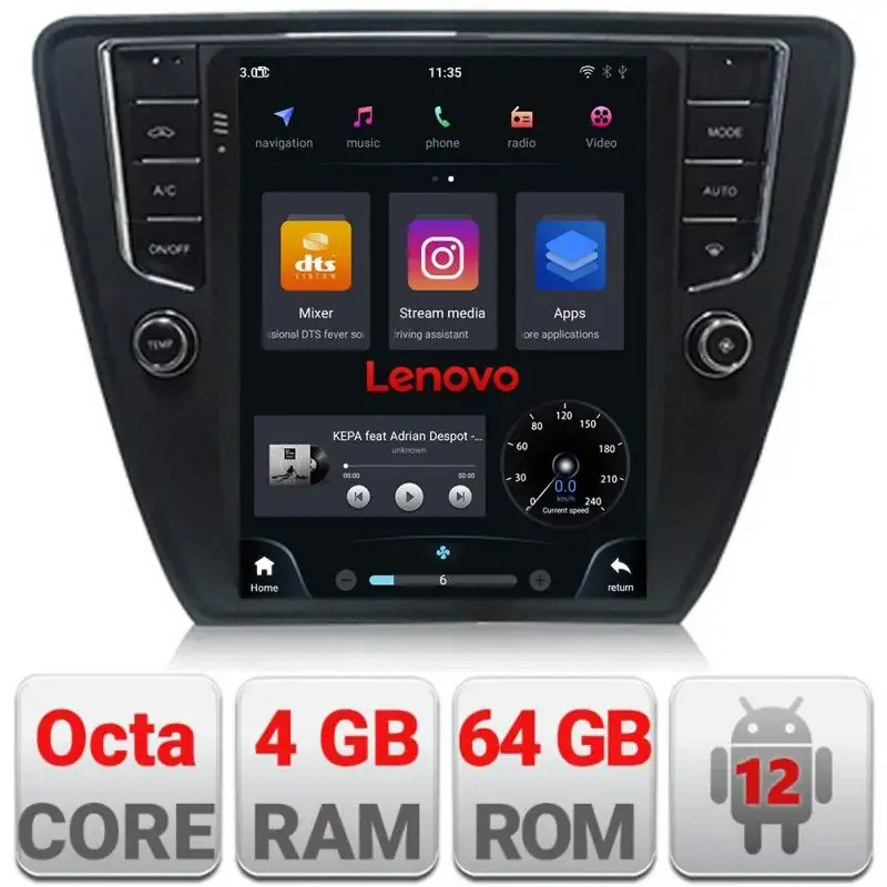 Ultima șansă Navigatie tip Tesla Skoda Octavia 3,Qled 9.7",Octacore,4Gb RAM,64Gb Hdd,4G,DSP,Carplay,Bluetooth