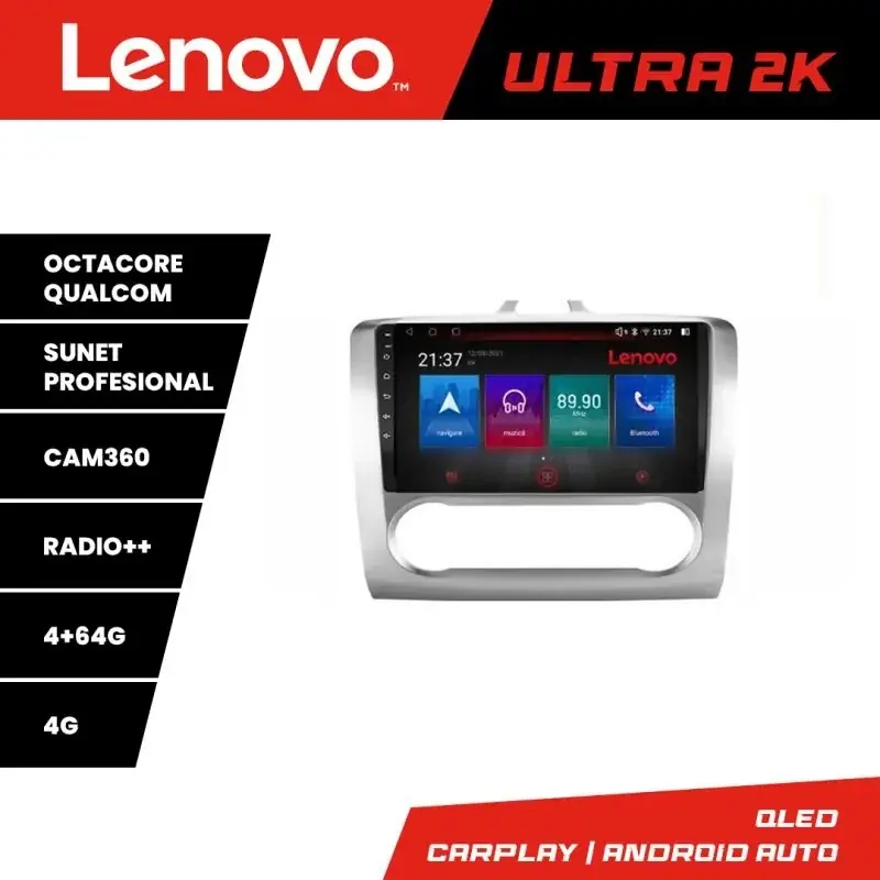 Vezi acum Navigatie Ford Focus 2 Automat Lenovo Kit-140-automatic 8 core QLED Qualcomm 4+64 360 Android Waze USB Navigatie Internet Youtube Radio