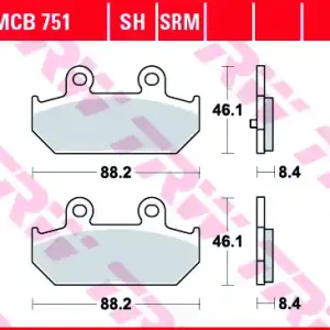 Ultima șansă Set placute frana spate TRW MCB751SH – Suzuki AN 400 Burgman (07-20) – AN 650 Burgman (03-20) 4T LC 400-650cc