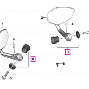 Set decuplare oglinda - BMW Motorrad K63 (S 1000 R), K83 (F 900 R), K84 (F 900 XR), KM3 (M 1000 R), KM9 (M 1000 XR) Super ofertă